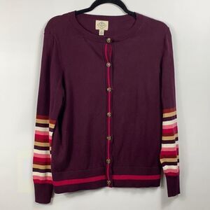 3For$20 St.John Bay Burgundy Striped Sweater size medium